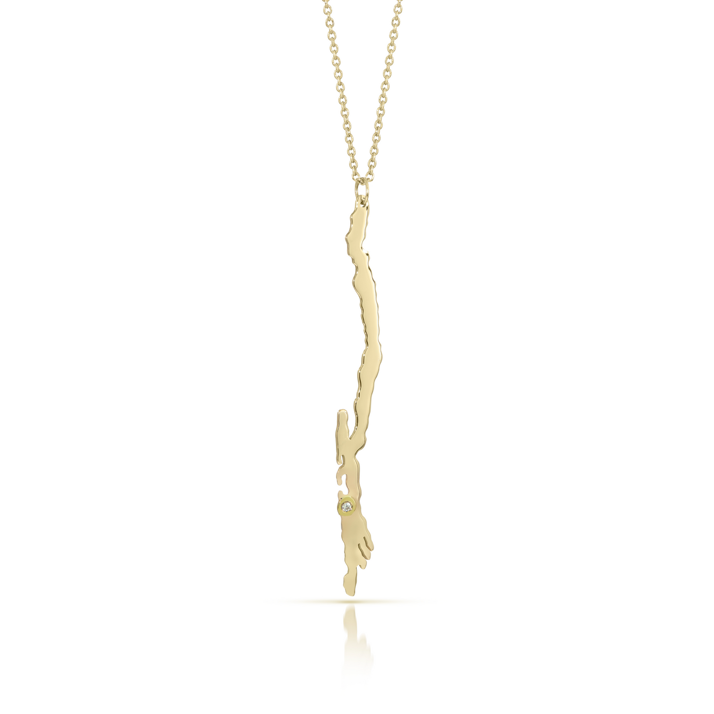 Lake George Necklace, Gold, Diamond Setting
