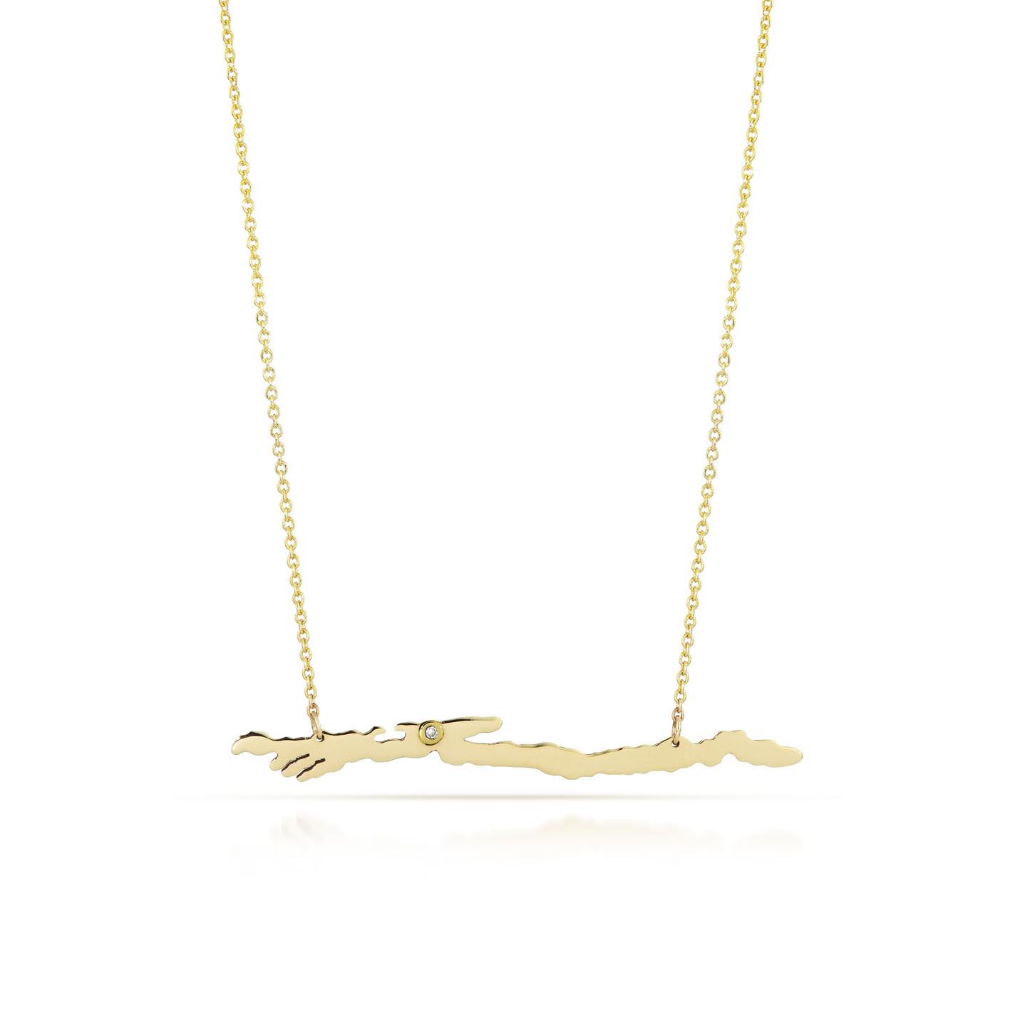 Lake George Necklace, Gold, Diamond Setting