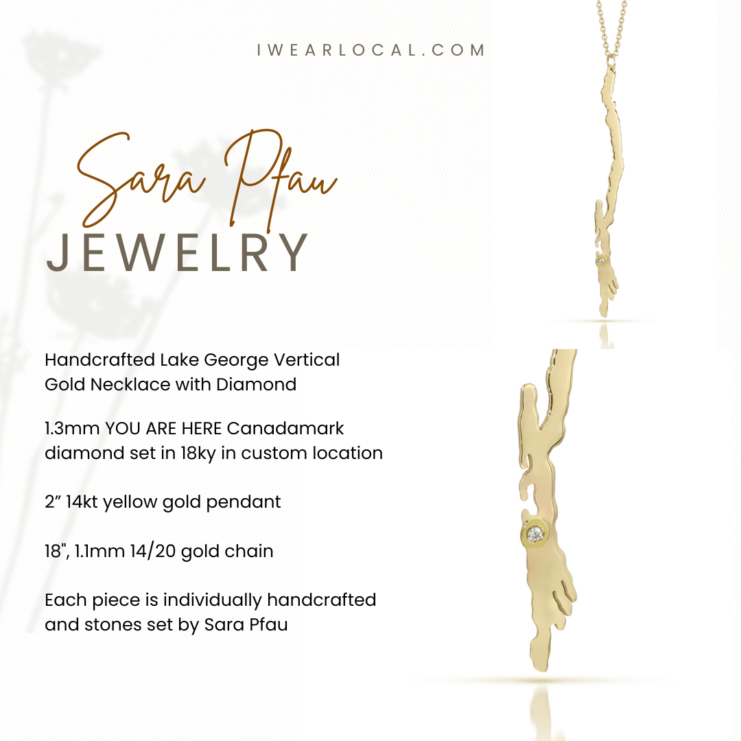 Lake George Necklace, Gold, Diamond Setting