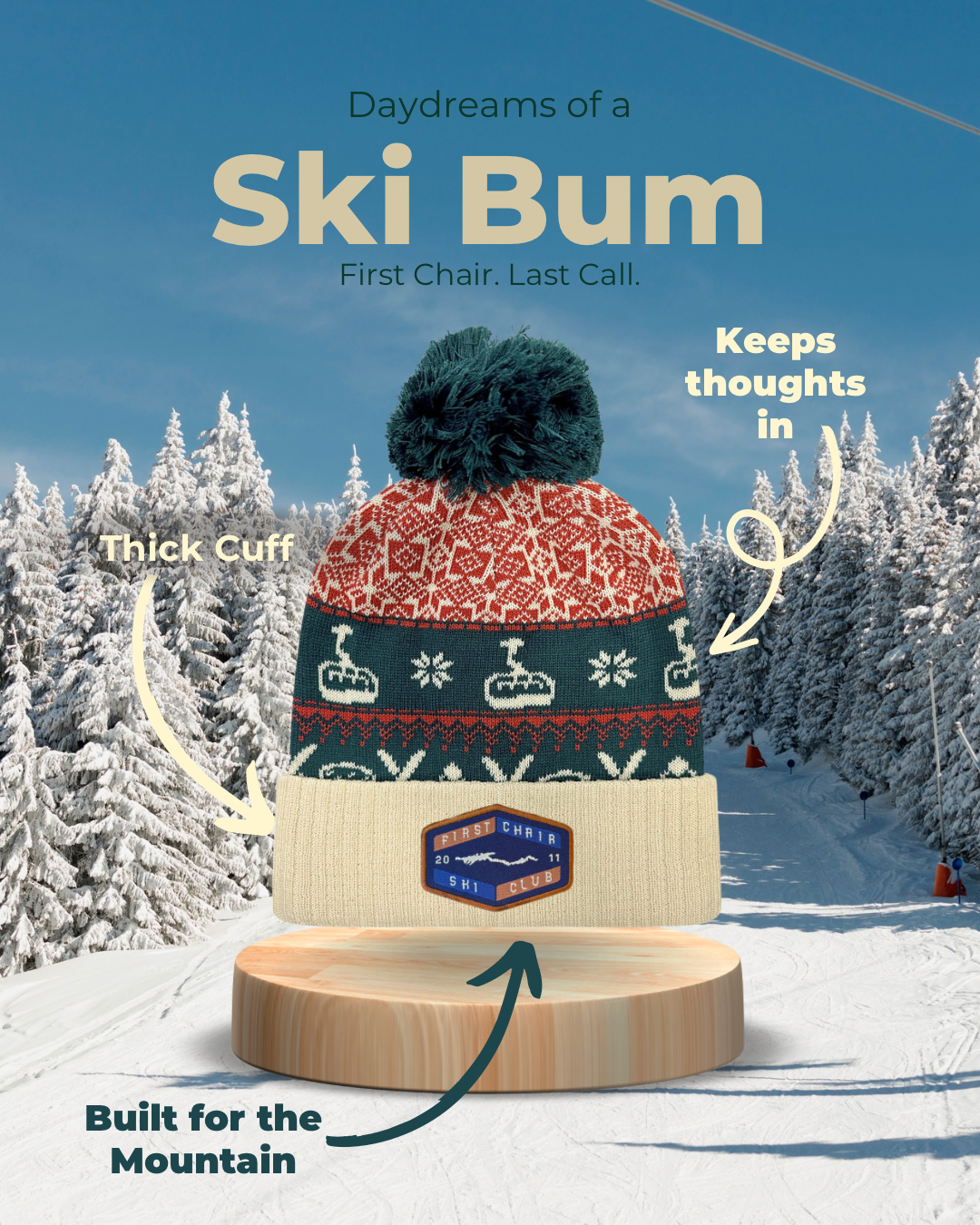 Ski Bum Pom Beanie