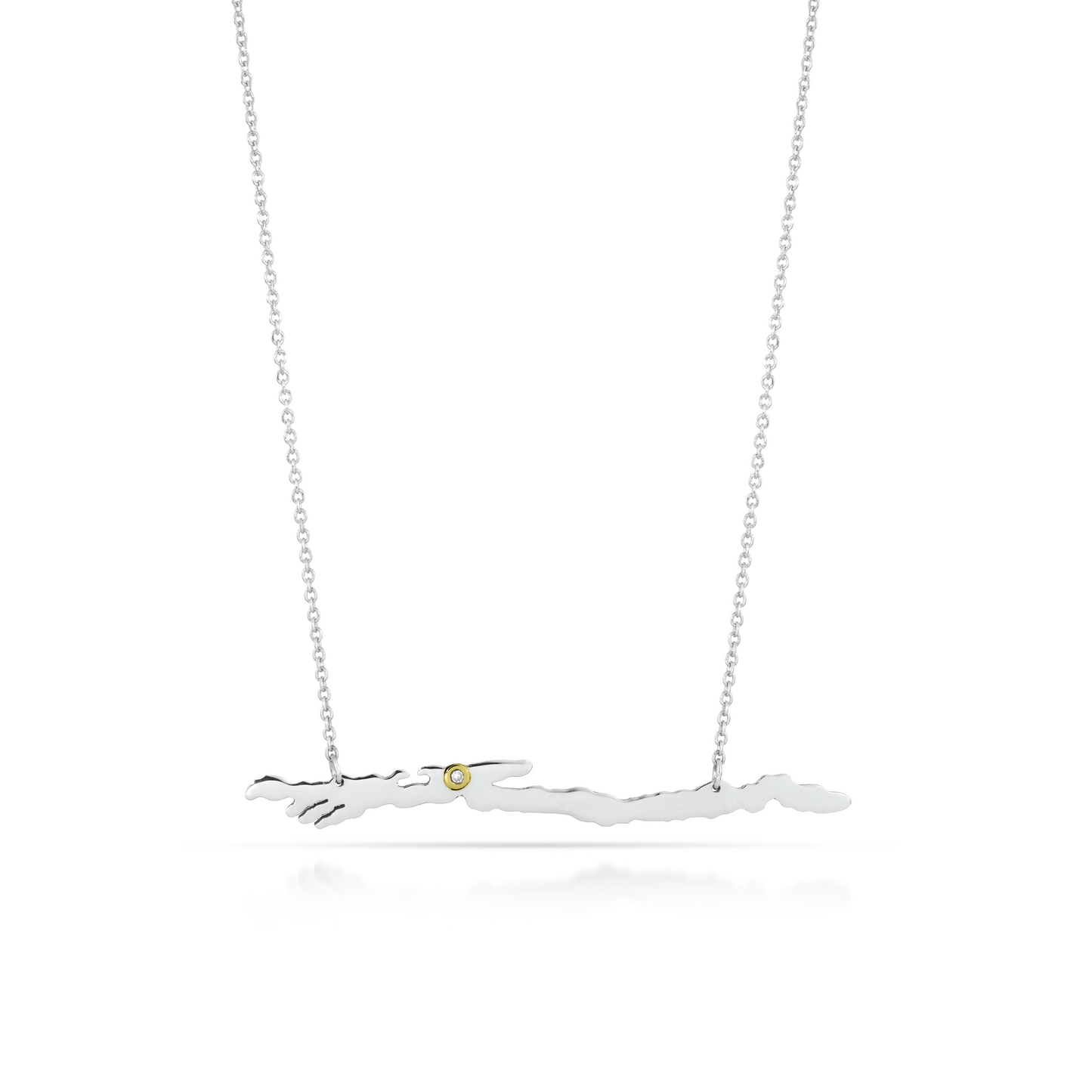 Lake George Necklace, Silver, Diamond Setting