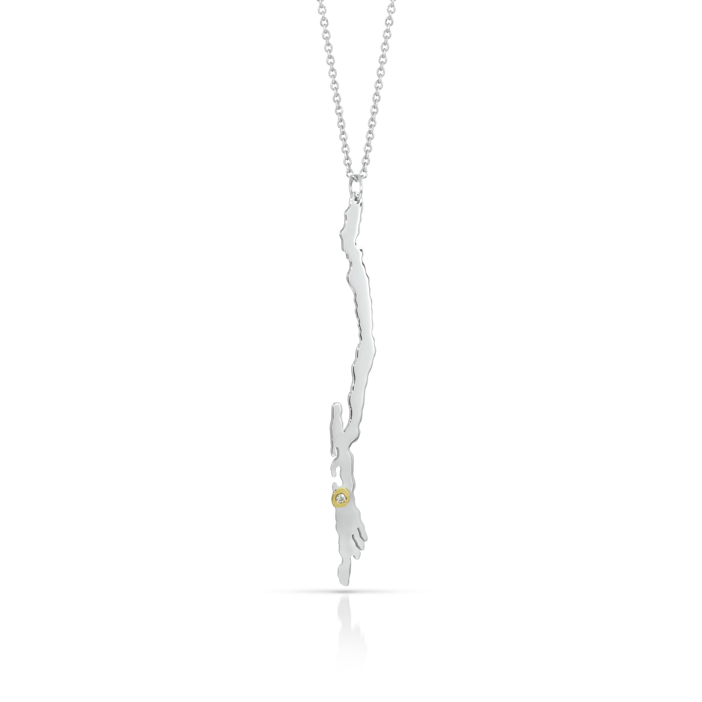 Lake George Necklace, Silver, Diamond Setting