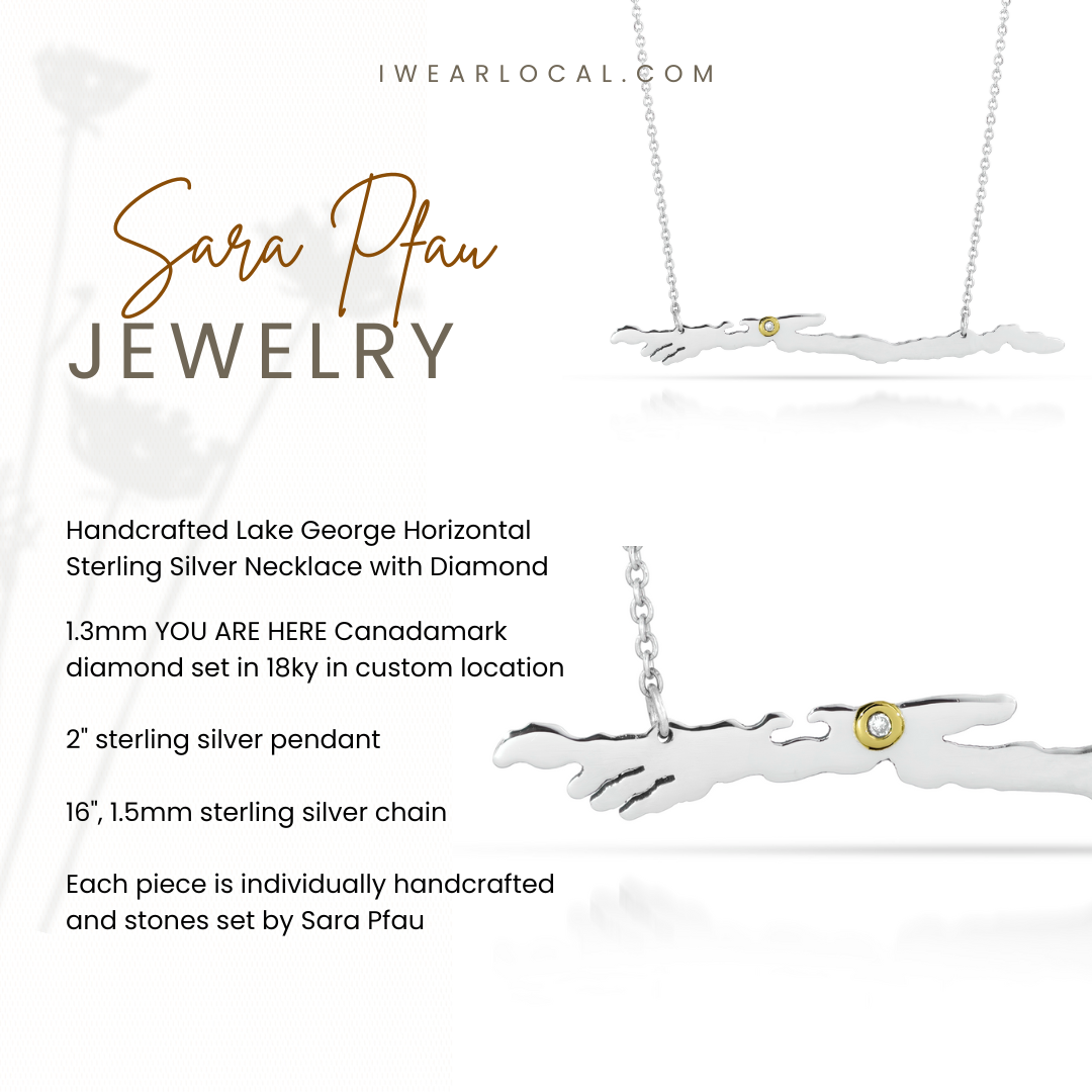 Lake George Necklace, Silver, Diamond Setting