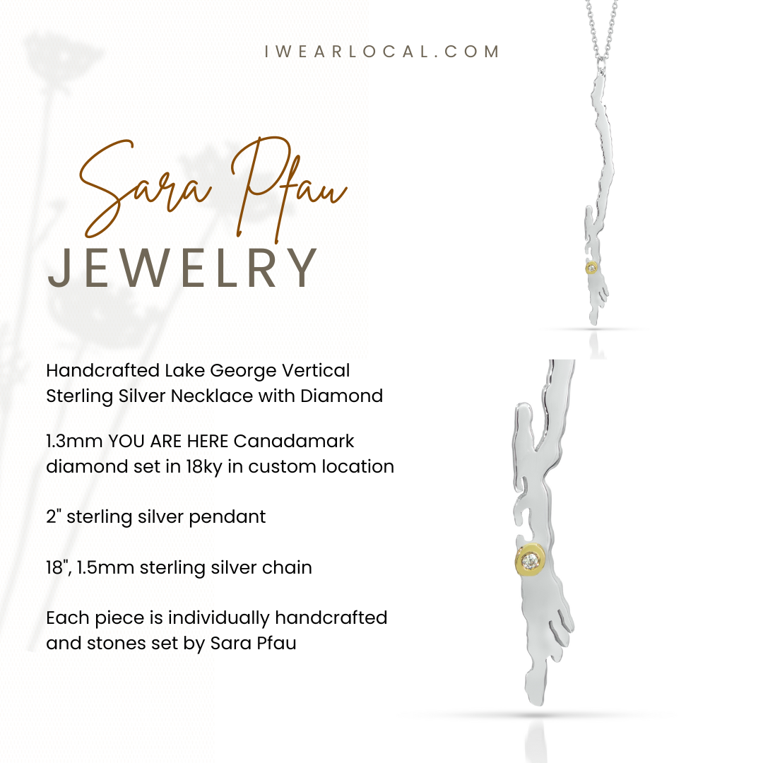 Lake George Necklace, Silver, Diamond Setting