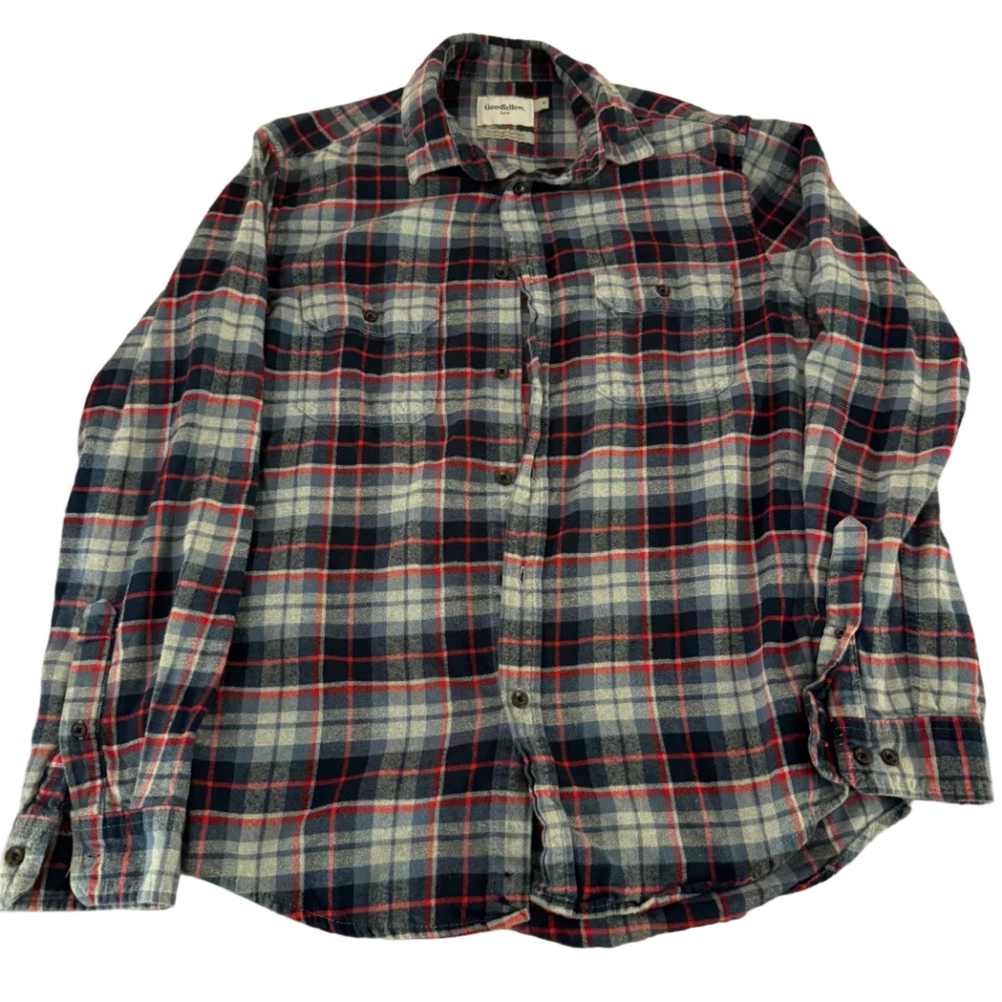 Red and Dark Blue Vintage Flannel