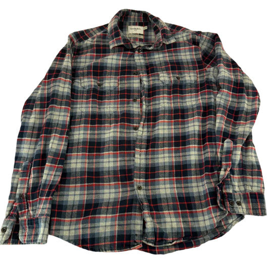 Red and Dark Blue Vintage Flannel