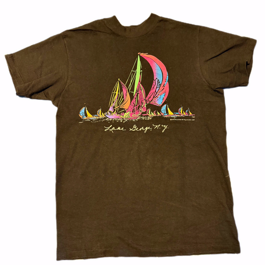 Rainbow Sailing Lake George NY Vintage Tee